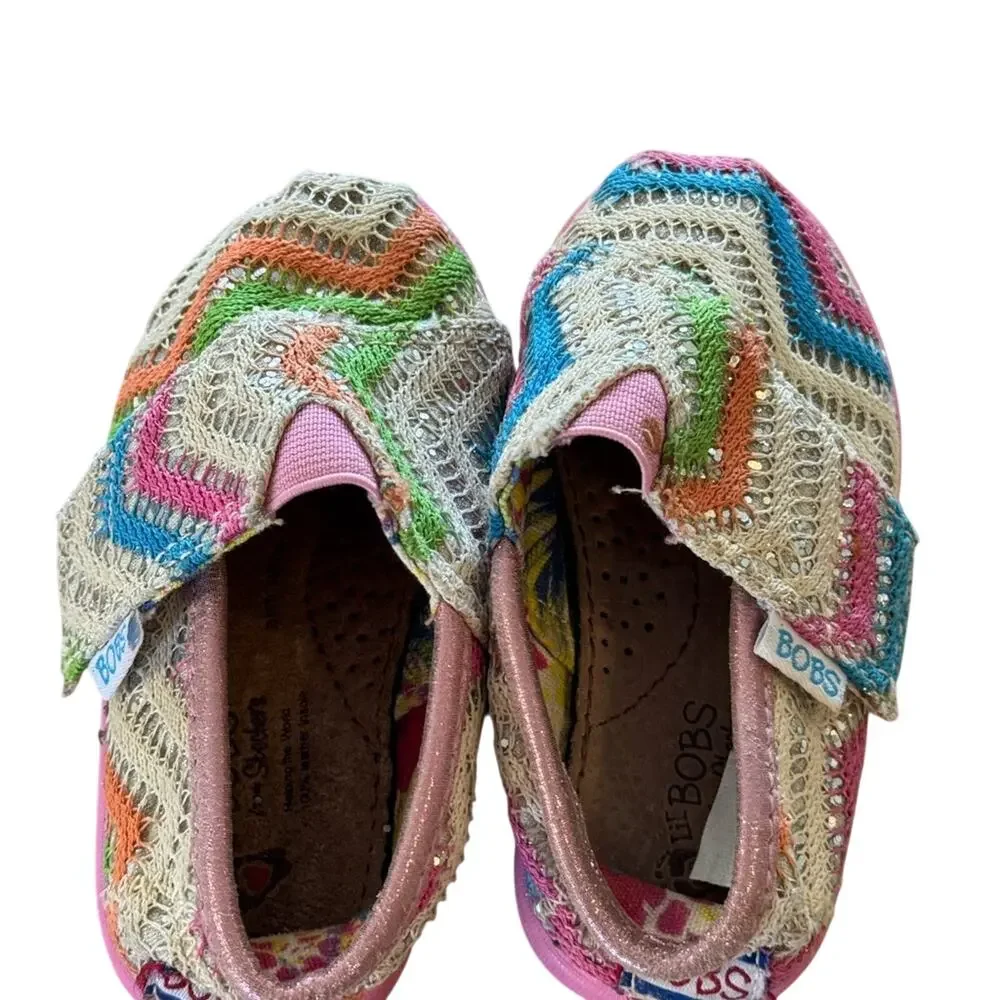 Bobs Adorable Fun Colorful Zigzag Boho Kids Shoes, Infant Size 5